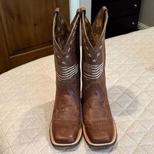 Ariat Brown Heeled Boots with White Accents
